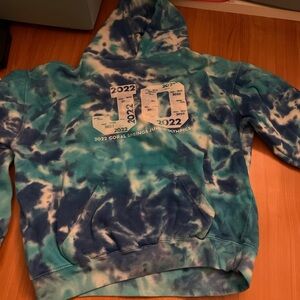Blue Tie-Dye Hoodie with 2022 Print